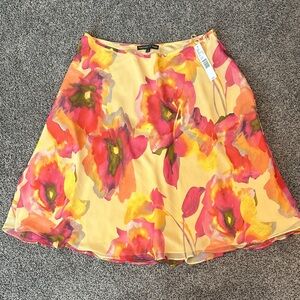 Preston & York Size 12  Yellow Floral Flowy Lined Skirt.  NWT.